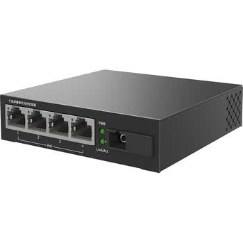 普联（TP-LINK）千兆单模单纤20公里光纤收发器 光电转换器20KM 千兆1光4电POE TL-FC314PB-20