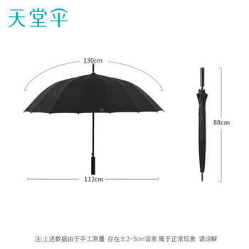 天堂伞双人雨伞直柄 大号自动雨伞16骨加固抗风拒水云炭黑11013E风华