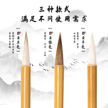 得力（deli） 毛笔套装文房四宝小大白云国画大中小成人初学者隶书楷书练字笔 白云羊毫毛笔小号 礼物开学文具