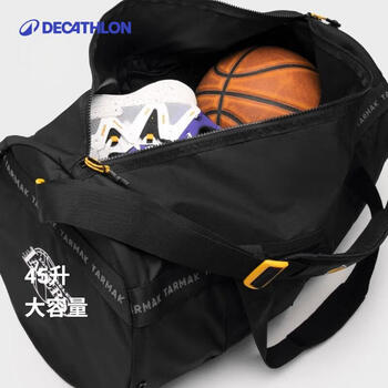 迪卡侬健身包NBA单肩桶包运动背包斜挎包包黑色湖人36-55升-4841864