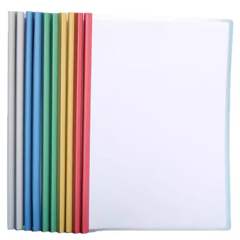 广毅抽杆夹拉杆夹彩色透明文件夹抽干文件夹简历夹 可定制 A4 15mmPP拉杆夹 随机颜色10个