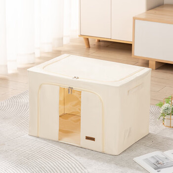 安巢 折叠衣物布艺收纳盒 整理储物箱 视窗型折叠收纳箱 100L AJ306