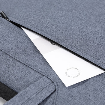 齐心加厚办公手提包事务包 商务拉链包电脑公文包 灰色 A8166