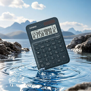 卡西欧（CASIO）60周年限定版桌面办公计算器12位数字显示太阳能双电源随心便携时尚高颜值海波蓝