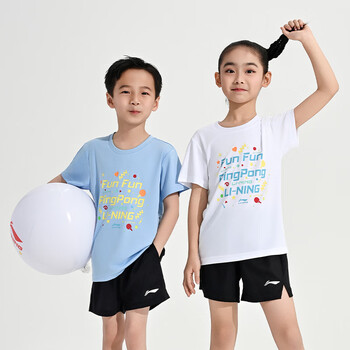 李宁(LI-NING)乒乓球服速干短袖儿童跑步运动服基础上衣T恤青少年 标准白 160 李宁(LI-NING)乒乓球服速干短袖儿童跑步运动服基础上衣T恤青少年 标准白 160