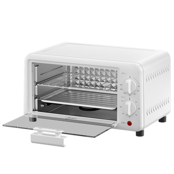 美的 电烤箱迷你容量10L极简操作60-230℃宽幅调温上下加热金属烤管 PT10X1