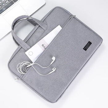 齐心加厚办公手提包事务包 商务拉链包电脑公文包 灰色 A8166