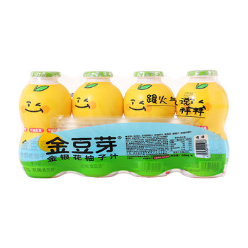 金豆芽儿童金银花柚子汁155ml*4瓶便携宝宝饮料瓶装果汁西柚汁