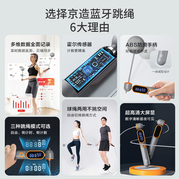 京东京造 无绳跳绳 蓝牙智能计数钢丝跳绳 成人健身学生考试竞速 APP互联
