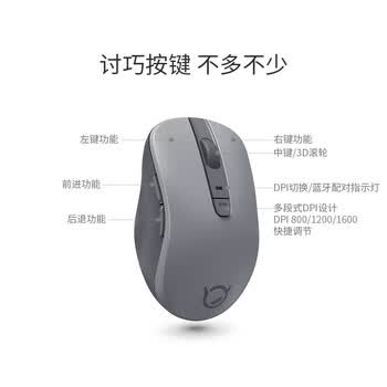 联想（Lenovo）小新无线蓝牙双模鼠标M1 蓝牙5.0/3.0 便携办公 人体工程学 轻音 XM200双模 灰色