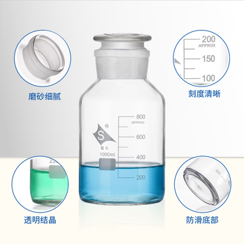 蜀牛 广口玻璃瓶空瓶磨口瓶化学玻璃试剂瓶密封磨砂广口瓶 【1只】中性料透明大口250ml