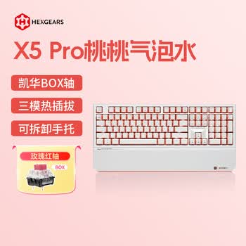 黑峡谷（Hyeku）X5Pro无线蓝牙有线三模键盘108键PBT键帽桃桃气泡水凯华BOX玫瑰红轴