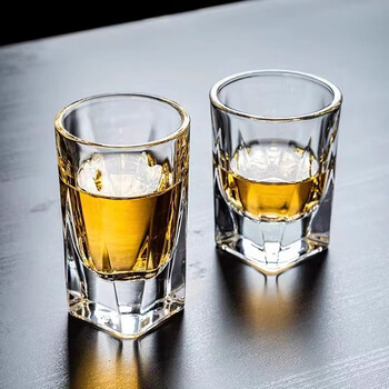 品喻（PINYU）二两白酒杯高端威士忌酒杯家用玻璃啤酒杯高颜值酒吧厚底杯子2个