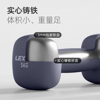 乐系（lexi）浸塑哑铃男士健身家用器械力量训练全身肌肉塑形 石墨灰10kg*2只
