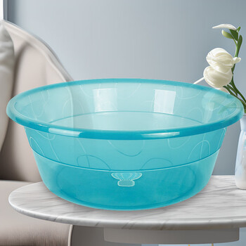 福爱家脸盆39cm大号透明洗脸盆洗衣洗菜盆加厚塑料洗脚泡脚盆1只装