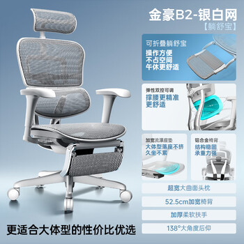 Ergonor保友金豪b2代人体工学椅办公椅子电脑椅游戏电竞椅子 银白+躺舒宝