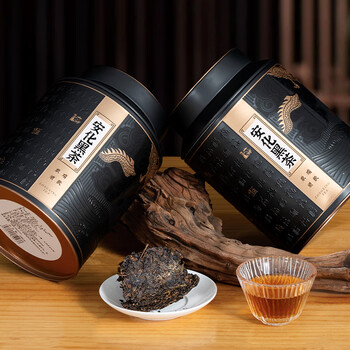 华源茶业 安化黑茶湖南特产茶叶金花茯茶自己喝500g茶叶礼盒装送礼