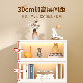 福凯祥书柜书架展示柜玻璃门家用客厅学生钢制防尘衣柜杂储物柜4门80
