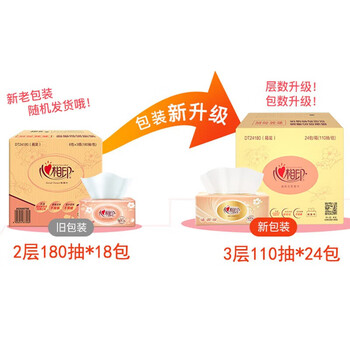 心相印抽纸经典3层110抽24包整箱装-DT24180 家用卫生纸巾面巾纸