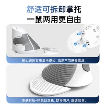 多彩（Delux）（DeLUX） M618G DB人体工学垂直鼠标 立式鼠标 无线蓝牙鼠标办公鼠标 可拆卸掌托 可充电 黑灰