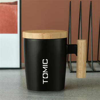 特美刻400ML马克杯 带盖咖啡杯子瓷杯牛奶杯水杯随手茶杯 TCL1329 白色