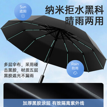 天玮伞业全自动雨伞晴雨两用大号加固加厚折叠伞遮阳伞男女144骨可定制