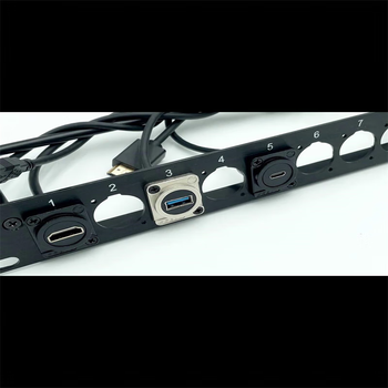 正鑫远  数据信号D型带线模块插座圆型 直通接线头10开孔22mmSHDMI圆型HDMI母对公】银色0.15米