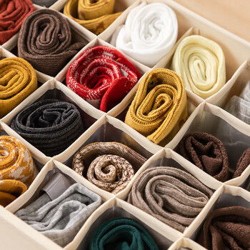 ANCHOW 折叠衣物收纳箱布艺收纳盒 整理储物箱 袜子24格收纳盒 AJ303