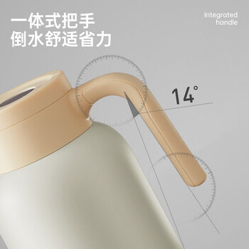 炊大皇保温壶316L不锈钢大容量家用热水壶暖瓶一体无缝内胆2L（流光银）