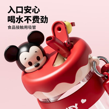 迪士尼吸管杯子学生儿童水杯女士夏季Tritan塑料杯便携耐高温 600mL米奇