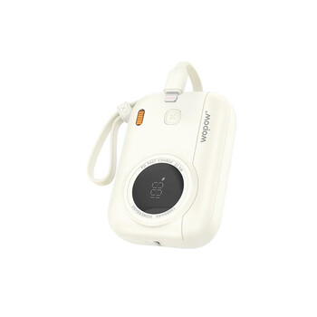 WOPOW沃品 LQ01 mini相机自带双线移动电源22.5W快充小巧便携适用于苹果华为安卓 米白 10000mAh