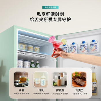 海信（Hisense）95升小型冰柜家用立式冰柜冷藏柜办公室冰吧厅吧 一级能效出租房酒店小型冰箱 复古罗马绿 BC-95BQ