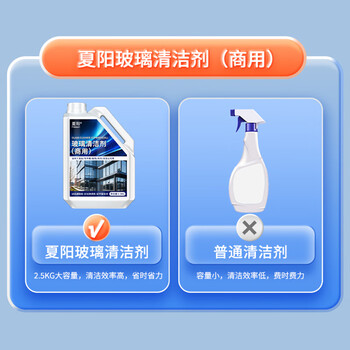 夏阳（XIAYANG）玻璃清洁剂2.5kg商用保洁清洁大楼室外窗户强力去污除水垢除水渍