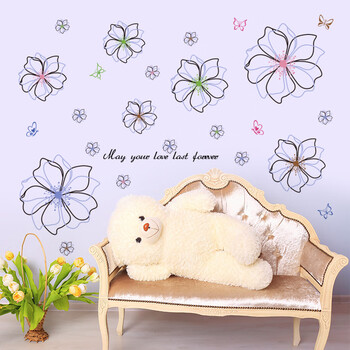 飞美特卧室床头背景墙贴纸温馨客厅旅馆寝室装饰墙上贴画花朵贴花可