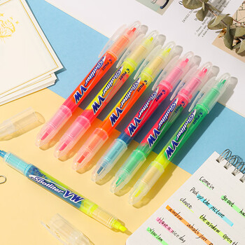 百乐（PILOT）双头记号笔直液式荧光笔划重点笔学生用不晕染标记笔SVW-15SL-双头荧光笔-YO 3mm 粉黄/橙 2支装