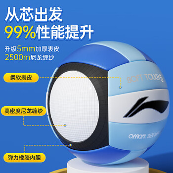 李宁（LI-NING）排球【中考训练】比赛专用标准初中生成人儿童训练沙滩硬排5号球