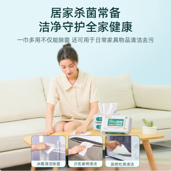 DEEYEO75度酒精湿巾加厚家庭实惠大包装擦手湿巾40抽*8包