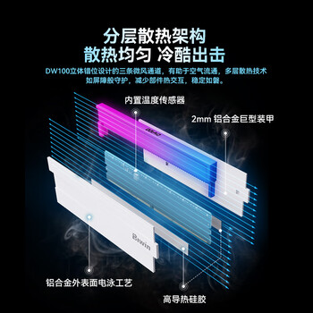 佰维（BIWIN）48G(24G×2)套装 DDR5 6000频率台式机内存条 时空行者DW100 RGB灯条(C28)黑色AI PC电脑存储配件