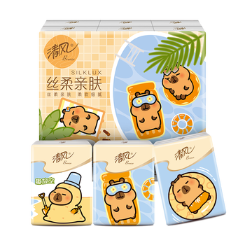 清风丝柔无香手帕纸4层 7张*12包 纸巾 小包 便携装 大尺寸