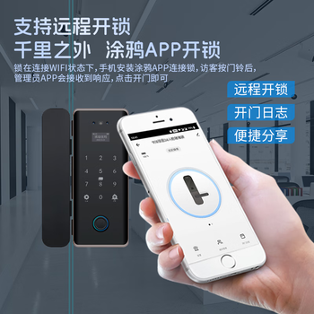 真地 Realand  人脸识别门禁锁玻璃门单门双开门指纹锁办公室涂鸦app远程开锁密码锁钥匙应急开锁 Q6