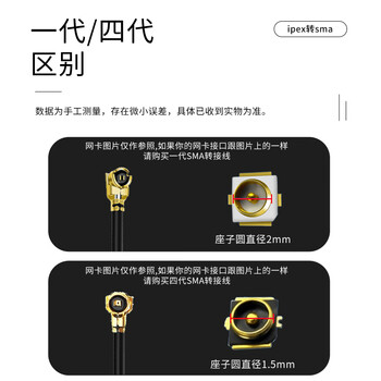 玖鼎新 ipex转SMA母内针座连接线0.1米 WIFI/GSM/3G/4G公母头模块转接天线IPEX1代 JDX-IPEX1/RPSMAKWE15-01