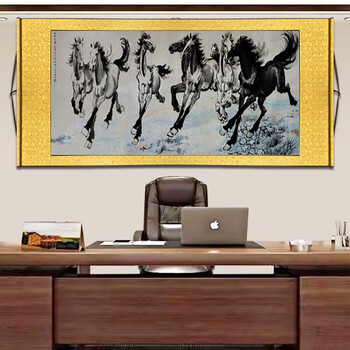 徐悲鸿水墨八骏图价格报价行情- 京东