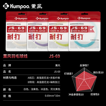 薰风（KUMPOO）新款羽毛球线熏风高弹耐高磅多色可选尼龙耐磨羽线 JS-69荧光黄