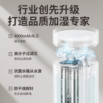 几素加湿器 轻润加湿器桌面办公室宿舍车载卧室家用婴儿小型USB无线便携空气加湿器 HU16 棕色电池款