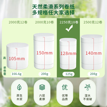 雨森(YUSEN)无芯卷纸天然柔滑6层125g*18卷2提36卷9斤卫生纸巾家用厕纸擦手纸 雨森(YUSEN)无芯卷纸天然柔滑6层125g*18卷2提36卷9斤卫生纸巾家用厕纸擦手纸