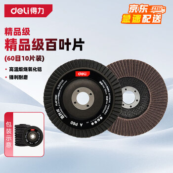 得力（deli）角磨机百叶片百叶轮打磨片瓷砖打磨片磨光片金刚石磨片80网盖10片