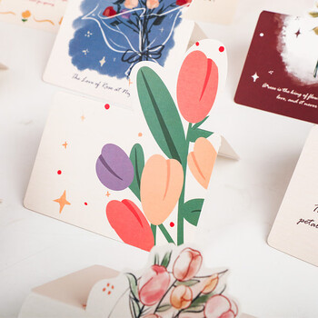 得印（befon）3D贺卡明信片手写贺卡小卡片圣诞节日祝福卡片表白节日生日卡片仪式感diy立体玫瑰花折卡30张4268