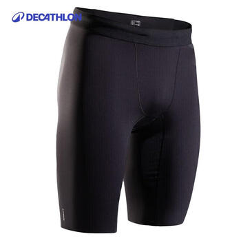 迪卡侬运动短裤男春速干透气紧身裤五分紧身裤(黑色)XXL-4044132