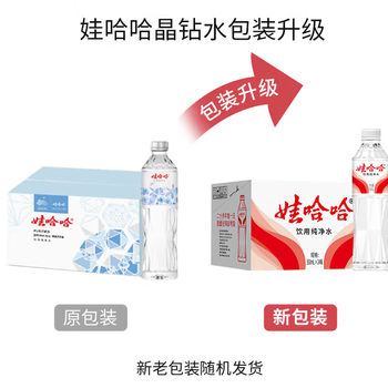 娃哈哈纯净水 晶钻瓶550mL*24瓶 整箱装 会议出行瓶装水 新老包装随机发