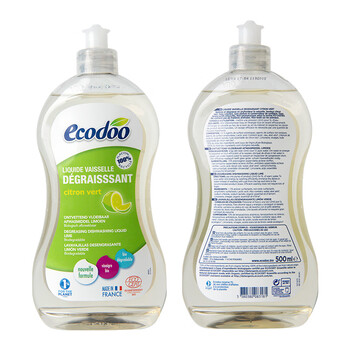 逸乐舒ecodoo进口洗洁精中性低泡欧盟有机去油洗碗液柠檬500ml家庭清洁
